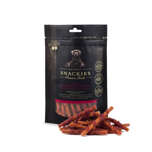 SNACKIES Premium Snacks für Hunde, ohne Zusatz von Getreide, Zucker, Farb-, Aroma- und Konservierungsstoffe, schonend luftgetrocknete Leckerli, Feine Entenbrust mit roter Beete 80g SNACKIES Premium Snacks für Hunde, ohne Zusatz von Getreide, Zucker, Farb-, Aroma- und Konservierungsstoffe, schonend luftgetrocknete Leckerli, Feine Entenbrust mit roter Beete 80g von NATURAL SNACKIES Premium Snacks