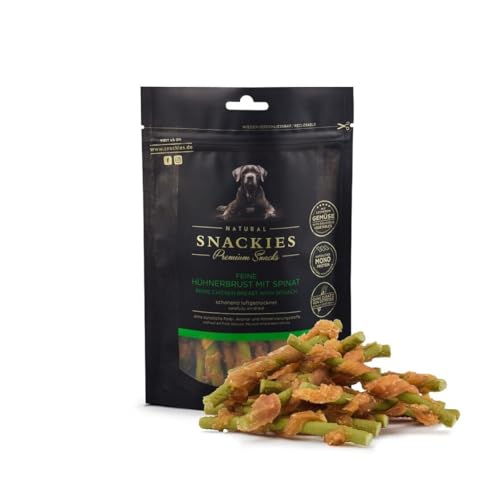 SNACKIES Premium Snacks für Hunde, ohne Zusatz von Getreide, Zucker, Farb-, Aroma- und Konservierungsstoffe, schonend luftgetrocknete Leckerli, Feine Hühnerbrust mit Spinat 80g SNACKIES Premium Snacks für Hunde, ohne Zusatz von Getreide, Zucker, Farb-, Aroma- und Konservierungsstoffe, schonend luftgetrocknete Leckerli, Feine Hühnerbrust mit Spinat 80g von NATURAL SNACKIES Premium Snacks