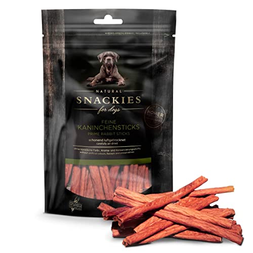 SNACKIES 16er-Pack (à 170g) Premium Snacks für Hunde, Feine Kaninchensticks ohne Zusatz von Getreide, Zucker, Farb-, Aroma- und Konservierungsstoffe, schonend luftgetrocknete Leckerli von NATURAL SNACKIES Premium Snacks