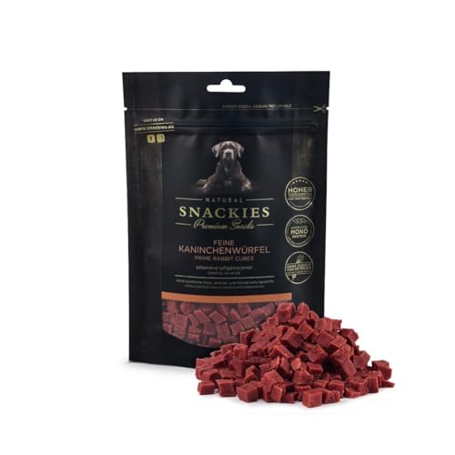 SNACKIES Premium Snacks für Hunde, ohne Zusatz von Getreide, Zucker, Farb-, Aroma- und Konservierungsstoffe, schonend luftgetrocknete Leckerli, Feine Kaninchenwürfel 80g SNACKIES Premium Snacks für Hunde, ohne Zusatz von Getreide, Zucker, Farb-, Aroma- und Konservierungsstoffe, schonend luftgetrocknete Leckerli, Feine Kaninchenwürfel 80g von NATURAL SNACKIES Premium Snacks