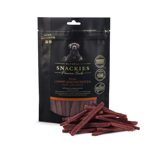 SNACKIES 16er-Pack (à 170g) Premium Snacks für Hunde, Feine Lammfleischstreifen ohne Zusatz von Getreide, Zucker, Farb-, Aroma- und Konservierungsstoffe, schonend luftgetrocknete Leckerli von NATURAL SNACKIES Premium Snacks