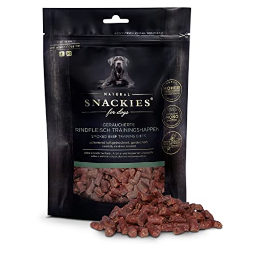 SNACKIES 16er-Pack (à 170g) Premium Snacks für Hunde, Geräucherte Rindfleisch-Trainingshappen ohne Zusatz von Getreide, Zucker, Farb-, Aroma- und Konservierungsstoffe von NATURAL SNACKIES Premium Snacks