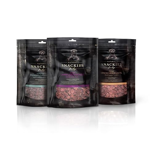 SNACKIES Schnupperset Training 3er Pack (à 80) Pferd, Lamm, Kaninchen - Premium Snacks für Hunde ohne Zusatz von Getreide, Zucker, Farb-, Aroma- und Konservierungsstoffe, Hunde-Leckerli von NATURAL SNACKIES Premium Snacks