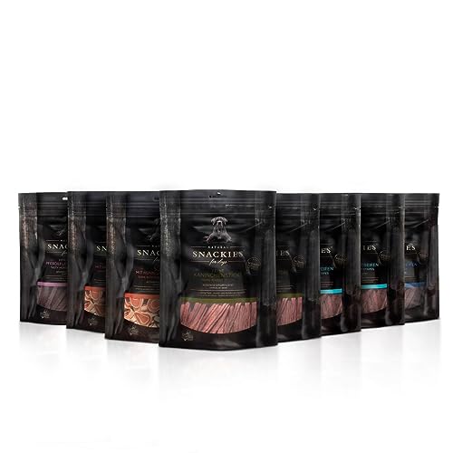 SNACKIES Vorteils-Set Best of 8+1 Pack (à 170/180g) Premium Snacks für Hunde ohne Zusatz von Getreide, Zucker, Farb-, Aroma- und Konservierungsstoffe, schonend luftgetrocknete Leckerli von NATURAL SNACKIES Premium Snacks