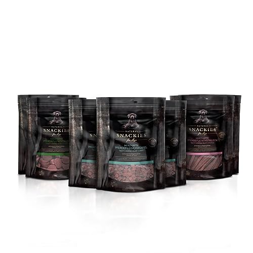 SNACKIES Vorteils-Set Pferd 6+1 Pack (à 170g) Premium Snacks für Hunde ohne Zusatz von Getreide, Zucker, Farb-, Aroma- und Konservierungsstoffe, schonend luftgetrocknete Leckerli von NATURAL SNACKIES Premium Snacks