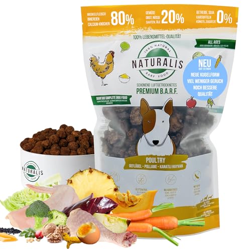 Naturalis Smart 80 Barf Trockenbarf Hundefutter 1 kg Huhn Alleinfuttermittel ohne Zusätze getreidefrei sojafrei glutenfrei 100% Natur - schonend luftgetrocknet von NATURALIS BARF FOOD