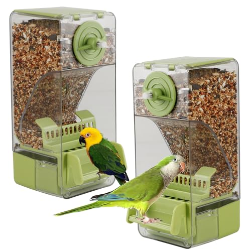 Vogelfutterstation für Vögel, kein Durcheinander, automatisch, transparent, für Vogelfutter, Acryl, für Papageien, Käfigzubehör, für Sittiche, Wellensittiche, Kakadu, Kanarienvögel, Grün, 2 Stück Vogelfutterstation für Vögel, kein Durcheinander, automatisch, transparent, für Vogelfutter, Acryl, für Papageien, Käfigzubehör, für Sittiche, Wellensittiche, Kakadu, Kanarienvögel, Grün, 2 Stück von NATURE Ann