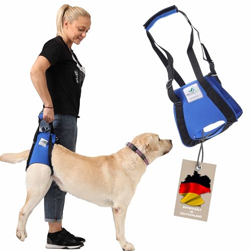 Nature Pet Tragehilfe für Hunde hinten - Tragegurt als Treppenhilfe - Ideal für ältere, kranke oder operierte Hunde - Hunde-Hebegurt (L, Blau) von Nature Pet