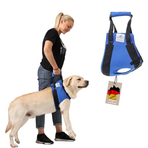 Nature Pet© Tragehilfe Hund vorne - optimale Unterstützung für operierte, kranke, ältere Hunde - Die Gehhilfe für Hunde entlastet Ihren Rücken und fördert die Mobilität des Hundes (XL Blau) von Nature Pet