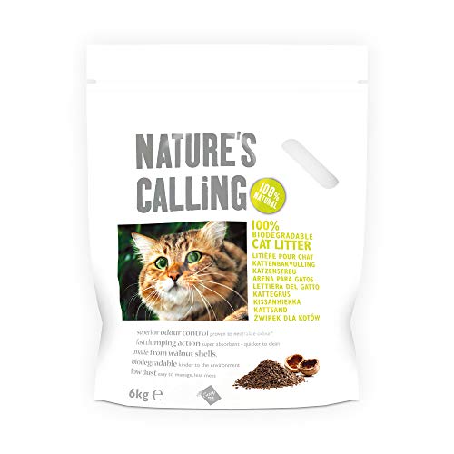 NATURE'S CALLING 100% natürliches Katzenstreu 12kg - schnell klumpend, biologisch abbaubar und spülbar mit fortschrittlicher Geruchskontrolle für Katzen und Kätzchen - Packung mit 2 x 6 kg Packungen von NATURE'S CALLING