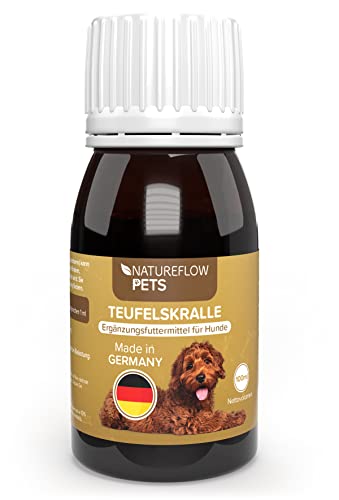 NATUREFLOW Teufelskralle für Hunde 100ml Flüssig - Made in Germany, Einfache Dosierung - Premium Unterstützung für Gelenke, Bewegungsabläufe, Verdauung von NATUREFLOW
