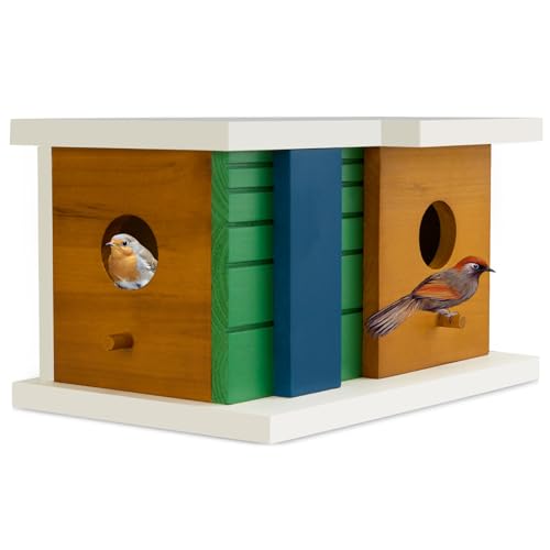 Vogelhaus aus Holz mit 2 Löchern, Vogelhaus für draußen, ideal für Bluebird, Finken, Kardinäle und Wildvögel im Garten – Vogelnistkasten zum Aufhängen im Freien von NATUREYLWL