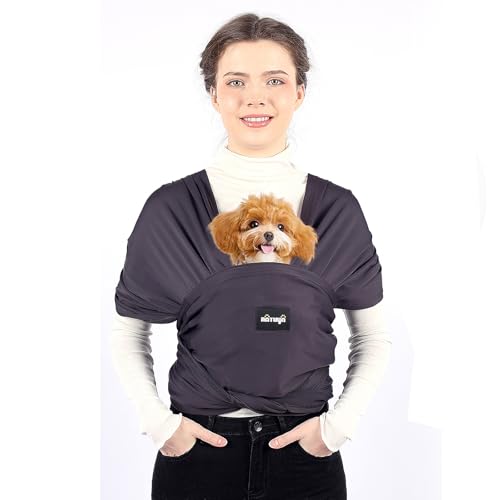 NATUYA Hundetragetasche, kleine Hundetragetasche, leichte freihändige Welpen-Tragetasche, Anti-Angst-Katzenschlinge, größenverstellbar, Premium-Hundetragetasche, Sling Warp (Drak Grey) von NATUYA