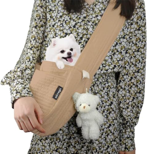 NATUYA Hundetragetasche,Hundetasche für kleine Hunde 3kg,Tragetasche Katze,transporttasche Katze,für Spaziergang Aktivitäten im Freien und Ausflüge (Braun) von NATUYA