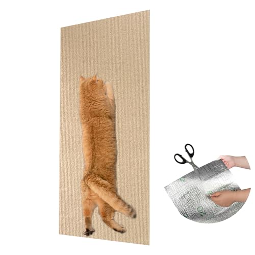 NATUYA Kratzmatte Selbstklebend,Kratzbretter Katze,kratzmatte Katze Wand,Katzen kratzbrett,katzenwand Aktivitätskratzbäume (Khaki, 40 * 100CM) von NATUYA