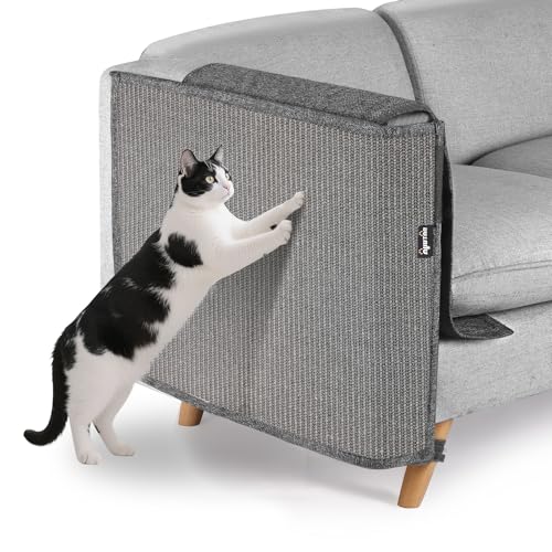 NATUYA Kratzschutz Sofa Katze Möbelschoner von Katzen - Katzenmöbel Schutz,Kann entfernt Werden, ohne das Sofa zu beschädigen (Ganz grau, Rechts) von NATUYA
