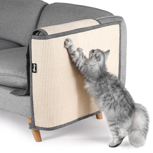 NATUYA Kratzschutz Sofa Katze Möbelschoner von Katzen - Katzenmöbel Schutz Katze Kratzschutz Kissen dehnbar Anti-Kratzer Sofa Kissen (Dunkelgrau - Sisal-Armlehne, Links) von NATUYA