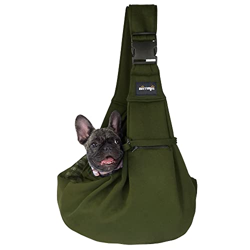 Hundetragetasche Tragetasche für Hunde NATUYA Träger mit Netztasche für Carrier Dogs Katzen-Hände Freie Pet Bag-Schnalle Netz Tasche Haustier Tasche (Militärgrün) von NATUYA