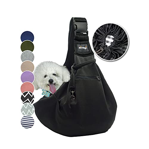 Hundetragetasche Tragetasche für Hunde NATUYA Träger mit Netztasche für Carrier Dogs Katzen-Hände Freie Pet Bag-Schnalle Netz Tasche Haustier Tasche(Schwarz) von NATUYA