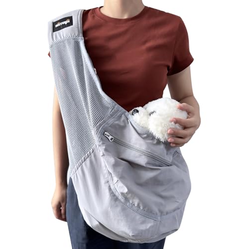 NATUYA Tragetasche für kleine Hunde – leichte und Bequeme, atmungsaktive Netz-Haustiertasche für Welpen unter 7 kg – Reißverschlusstasche, Verstellbarer Gurt für freihändiges Reisen und Wandern von NATUYA