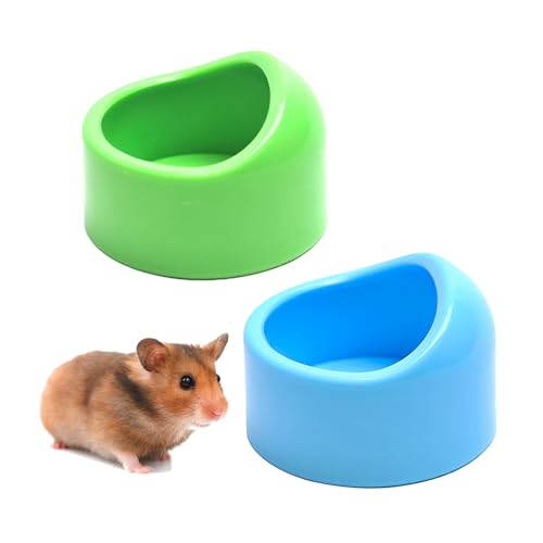 NAUZE 2 Stück Hamster-Futternäpfe aus Keramik, Blau / Grün, Anti-Dreh-Futterschale, Tier, niedlicher kleiner Futterspender für kleine Haustiere, Hamster, Rennmaus, Igel von NAUZE