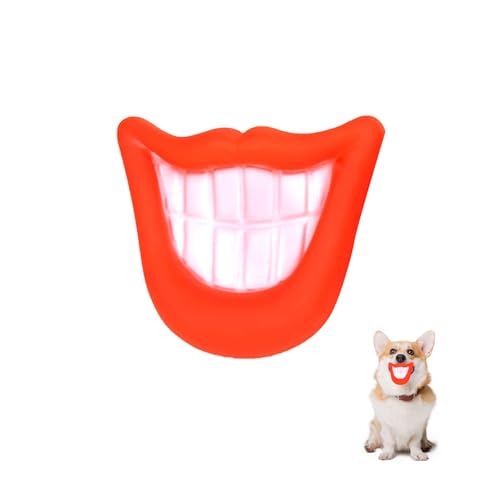 NAUZE Haustierspielzeug, lustiges Hundespielzeug, große rote Lippe, Gummi-Spielzeug mit Geräusch, Quietscher, Halloween-Themen-Requisiten zur Entlastung, Dekompression, Cosplay, Hundezähne von NAUZE