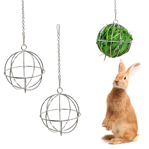 NAUZE Hay Feeder Ball Bunny Heu Feeders Stainless Steel Hanging Sphere Rabbit Feeder for Guinea Hamster Rabbit Small Animal Pet Supplies (2) von NAUZE