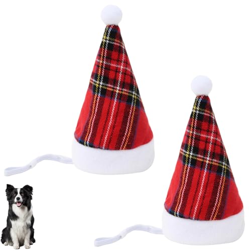 NAUZE Weihnachtsmütze für Haustiere, Schottenkaro, warme Wintermütze, Weihnachtsdekoration, für Weihnachten, Urlaub, Haustier-Mütze, Make-up-Party, 2 Stück NAUZE Weihnachtsmütze für Haustiere, Schottenkaro, warme Wintermütze, Weihnachtsdekoration, für Weihnachten, Urlaub, Haustier-Mütze, Make-up-Party, 2 Stück von NAUZE