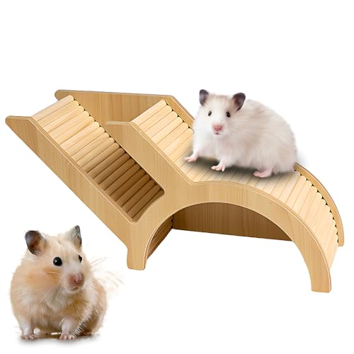 NAVESO Hamster Haus aus Holz, Hamster Tunnel Unterirdisch Holz, Hamster Versteck Unterirdisch, Hamster Spielzeug Hamsterhaus Kletterleiter, Hamster Käfig Dekoration, Zwerghamster Zubehör für den Käfig von NAVESO