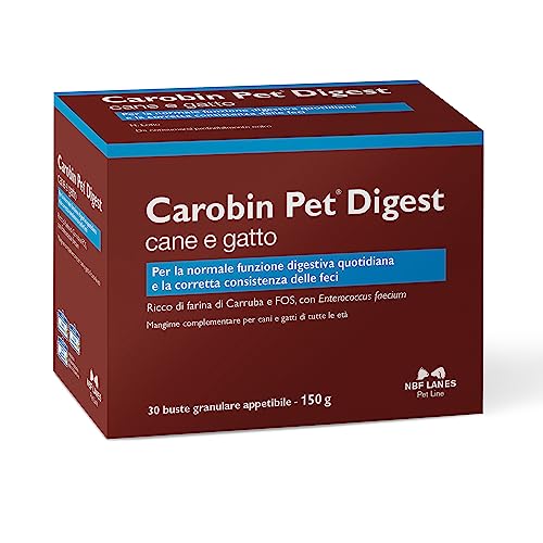 NBF Lanes | Carobin Pet Digest Hund und Katze, 30 Beutel à 5 g, Granulat Appetable, für die normale tägliche Verdauungsfunktion und die richtige Konsistenz des Stuhls von NBF Lanes