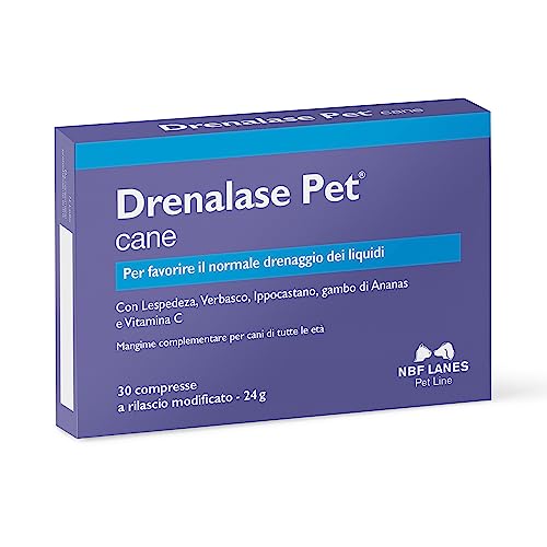 NBF Lanes | Drenalase Pet Hund, 30 nicht teilbare Tabletten mit modifizierter Freisetzung zur Förderung der normalen Entwässerung von Flüssigkeiten NBF Lanes | Drenalase Pet Hund, 30 nicht teilbare Tabletten mit modifizierter Freisetzung zur Förderung der normalen Entwässerung von Flüssigkeiten von NBF Lanes