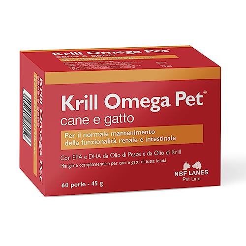 NBF Lanes | Krill Omega Pet Hund und Katze, 60 Appetible Perlen, für normale Erhaltung der Nieren- und Darmfunktion von NBF Lanes