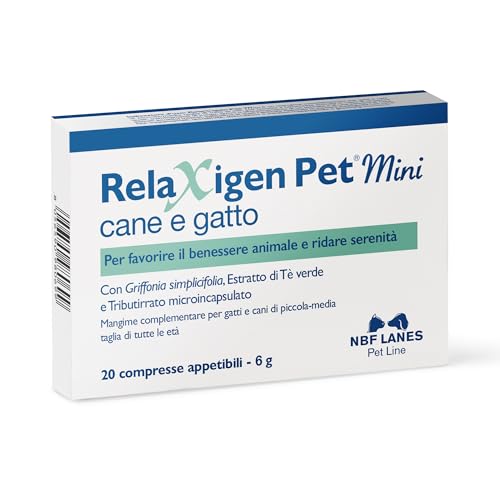 NBF Lanes | Relaxigen Pet Mini Hund und Katze, 20 Tabletten zur Förderung des Wohlbefindens von Tieren und Ruhe, für mittelgroße und kleine Hunde und Katzen von NBF Lanes