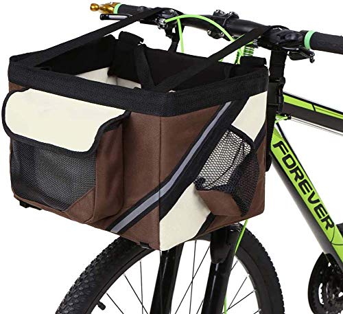 Faltbarer, abnehmbarer Fahrradkorb, Haustier-Tragetasche, für Haustiere, Katzen, Hunde, Fahrradlenker, Vorderkorb, einfach zu installieren, schnell zu lösen, Picknick-Einkaufstasche, Braun Faltbarer, abnehmbarer Fahrradkorb, Haustier-Tragetasche, für Haustiere, Katzen, Hunde, Fahrradlenker, Vorderkorb, einfach zu installieren, schnell zu lösen, Picknick-Einkaufstasche, Braun von NBNBN