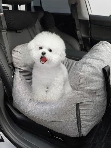 Kleiner Hunde-Autositz – tragbarer Autositz mit Geschirr, abnehmbarer, waschbarer Hunde-Sitzerhöhung unter 8,6 kg, passend für Vorder- und Rücksitze, weiches Haustier-Autobett mit Aufbewahrungstaschen von NBNSTHV