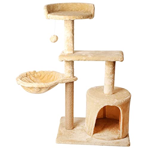 Kratzbaum 88cm Groß Hoch Mehrstöckiger Katzenbaum, Mit Sisal-Seil Plüsch Kratzbaum, Mit Hängematte & Spielbällen, Für Indoor-Katzen/kätzchen von NBVNBV