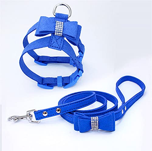 Verstellbarer Bohrbogen Haustier-Brustgurt Katzenleine-Seil-Set Kleines Hundehalsband Brust-Rücken-Hundegurt Kleiner Hundebedarf,Blau,S von NC
