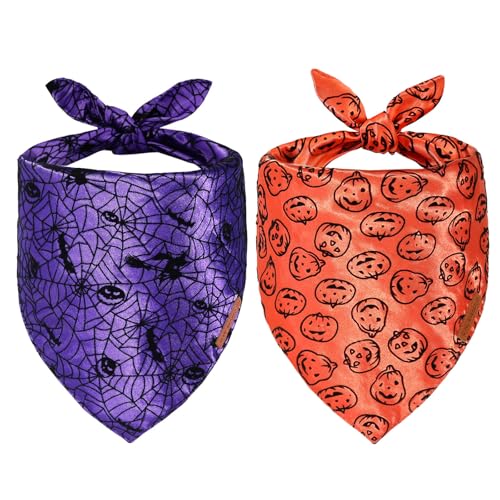 NCMAMA Halloween-Hundehalstuch, doppelseitig, wendbar, Dreieckstuch mit niedlichem Geist, Spinne, Fledermaus und Kürbis-Design, Halloween-Urlaub, Haustier-Kostüm, Zubehör für Hunde und Katzen, 2 Stück NCMAMA Halloween-Hundehalstuch, doppelseitig, wendbar, Dreieckstuch mit niedlichem Geist, Spinne, Fledermaus und Kürbis-Design, Halloween-Urlaub, Haustier-Kostüm, Zubehör für Hunde und Katzen, 2 Stück von NCMAMA