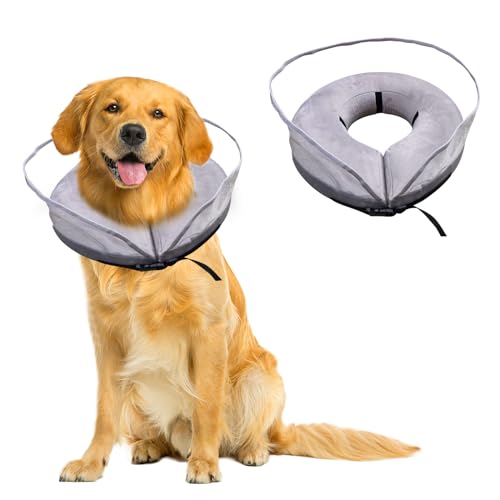 Aufblasbares Hundehalsband mit Anti-Leck-Schutzhülle, verstellbarer Riemen, Haustierhalsband für nach Operationen, verhindert Lecken und Kratzen von NCONCO