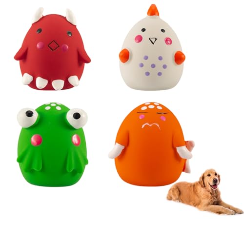 Quietschbälle für Hunde, weiches Latex, 4 Stück, Quietschspielzeug, Katzenkaubälle, Gummi, federnder Sound, quietschendes Spielzeug für Hunde, langlebiges Zahnen, lustiges Apportierspiel, Hundebälle von NCONCO