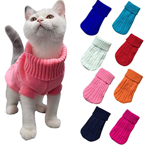 NCQiFei Katzenpullover, Katzenpulli für Katzen Warm, Strickpullover Katzen Klamotten, Katzen Pullover, Katzen Kleidung Winter, Haustier Pullover Katze, Katzen Kleidung süß, Liebe (Rosa, L) von NCQiFei