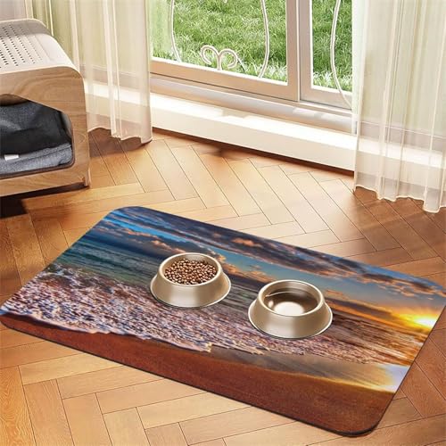 Beach Sunrise White Wave Print Pet Feeding Mat For Dogs & Cats Absorbent Waterproof Dog Food Mat Non-Slip Pet Bowl Placemat Quick Dry Floor Protector Leather Tablecloth Beach Sunrise White Wave Print Pet Feeding Mat For Dogs & Cats Absorbent Waterproof Dog Food Mat Non-Slip Pet Bowl Placemat Quick Dry Floor Protector Leather Tablecloth von NDDCEDEW