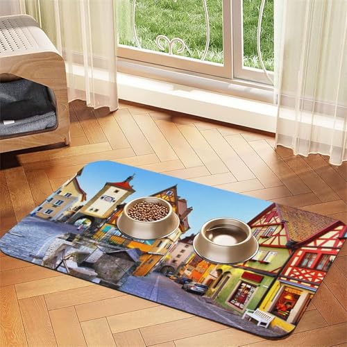 Classic Houses Print Pet Feeding Mat For Dogs & Cats Absorbent Waterproof Dog Food Mat Non-Slip Pet Bowl Placemat Quick Dry Floor Protector Leather Tablecloth Classic Houses Print Pet Feeding Mat For Dogs & Cats Absorbent Waterproof Dog Food Mat Non-Slip Pet Bowl Placemat Quick Dry Floor Protector Leather Tablecloth von NDDCEDEW