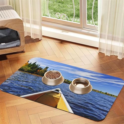 Futtermatte für Hunde und Katzen, Landschaftsdruck, saugfähig, wasserdicht, rutschfest, schnell trocknend, Bodenschutz, Ledertischdecke von NDDCEDEW