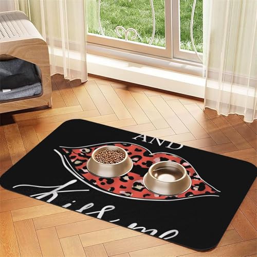 Futtermatte für Hunde und Katzen, Leopardenlippenmuster, saugfähig, wasserdicht, rutschfest, schnell trocknend, Bodenschutz, Ledertischdecke von NDDCEDEW