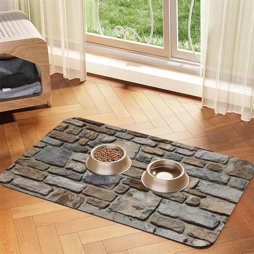 Futtermatte für Hunde und Katzen, Steindruck, saugfähig, wasserdicht, rutschfest, schnell trocknend, Bodenschutz, Ledertischdecke Futtermatte für Hunde und Katzen, Steindruck, saugfähig, wasserdicht, rutschfest, schnell trocknend, Bodenschutz, Ledertischdecke von NDDCEDEW