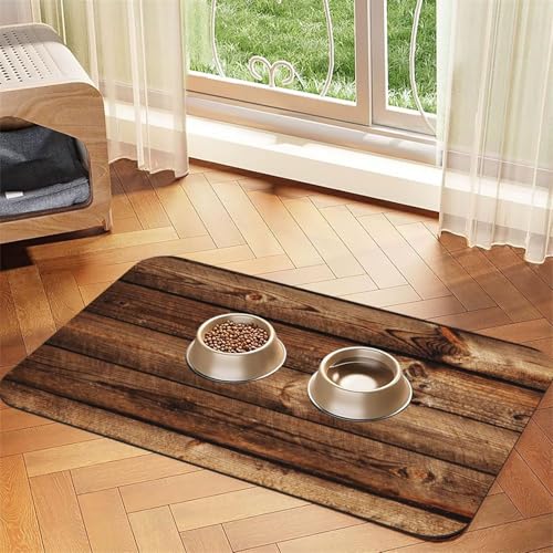 Futtermatte für Hunde und Katzen, saugfähig, wasserdicht, rutschfest, schnell trocknend, Bodenschutz, Ledertischdecke, Braun von NDDCEDEW