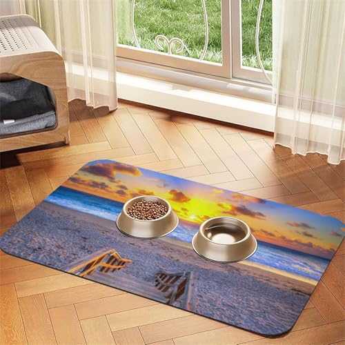 Futtermatte für Hunde und Katzen, saugfähig, wasserdicht, rutschfest, schnell trocknend, Bodenschutz, Ledertischdecke von NDDCEDEW
