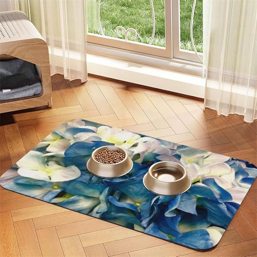 Haustier-Futtermatte für Hunde und Katzen, saugfähig, wasserdicht, rutschfest, schnell trocknend, Bodenschutz, Ledertischdecke, Blau von NDDCEDEW