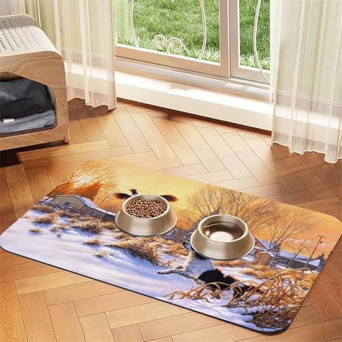 Hunde-Futtermatte für Hunde und Katzen, saugfähig, wasserdicht, rutschfest, schnell trocknend, Bodenschutz, Ledertischdecke von NDDCEDEW
